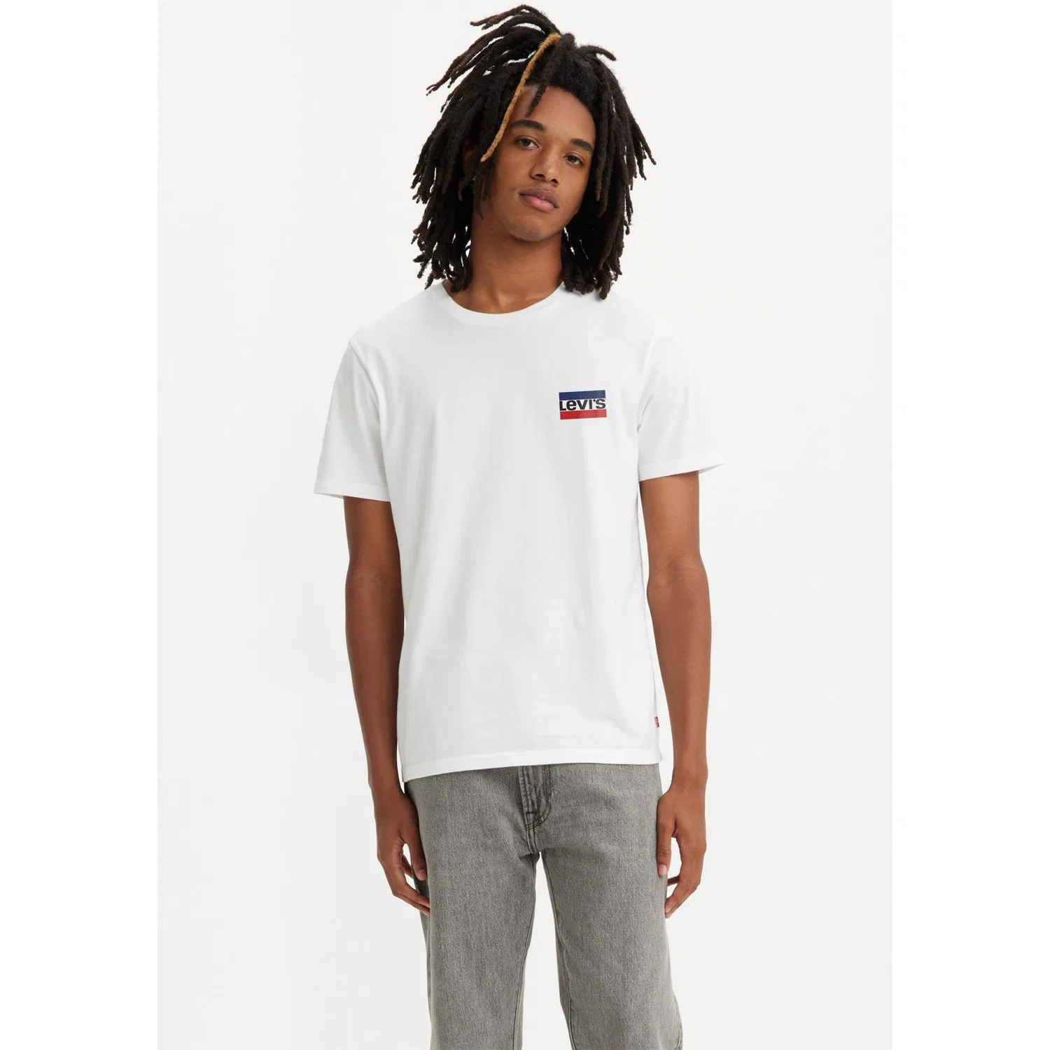 Мужские футболки с круглым вырезом с логотипом Levi's, White/Dress Blues — фото 4