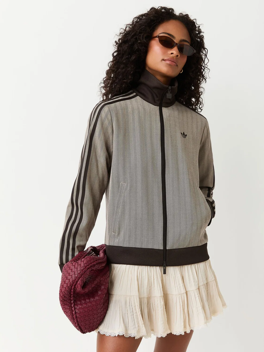 Куртка спортивная Tracktop OG Tweed, adidas Originals, светло-коричневый