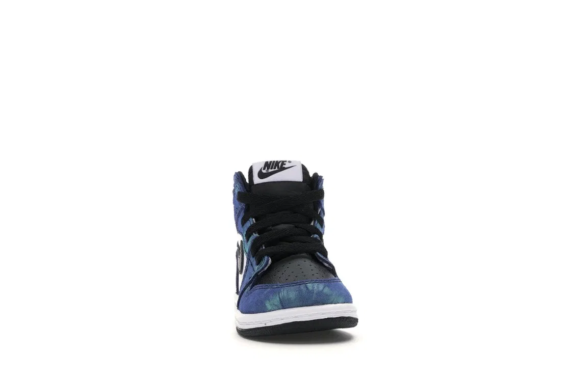 Детские кроссовки с принтом Jordan 1 Retro High Tie Dye Jordan, White/Black-Aurora Green — фото 2