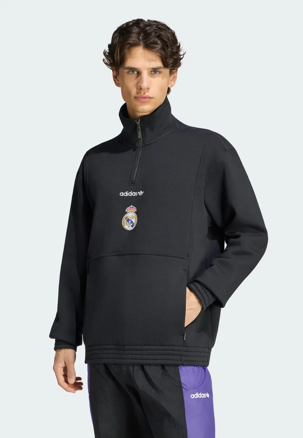 Футболка Real Madrid EQT с половинной молнией - форма национальной сборной Adidas Originals, Black