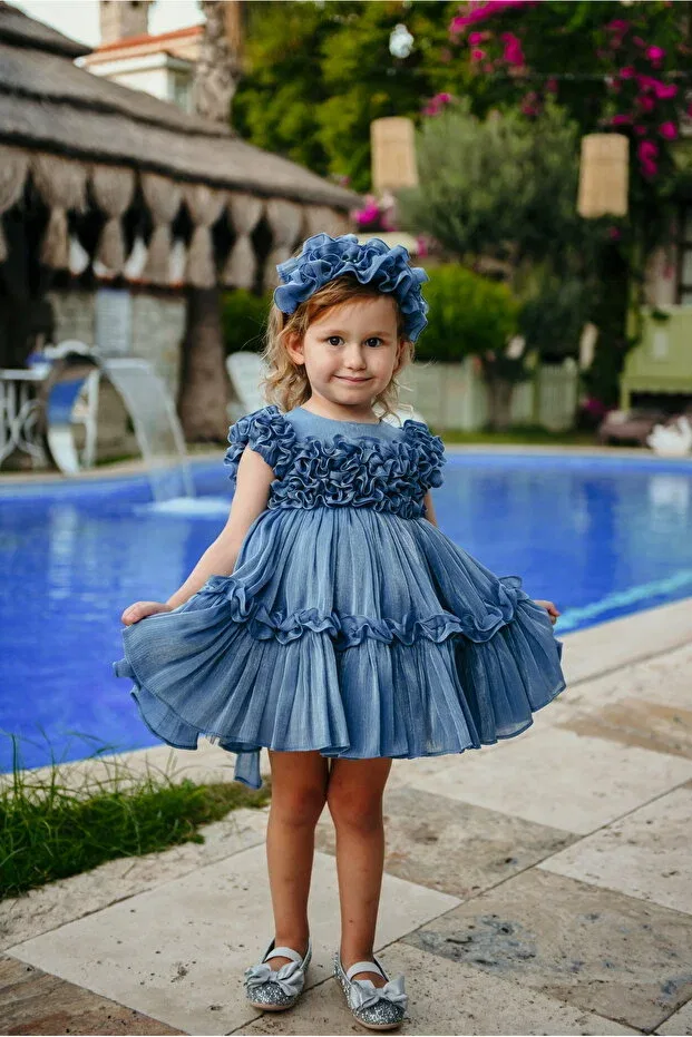 Детское платье для особых случаев с воланами Mialora, Indigo Color — фото 4