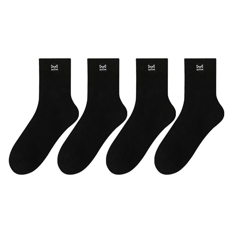 Детские носки до середины икры, комплект из 4 пар, Black, MIIOW