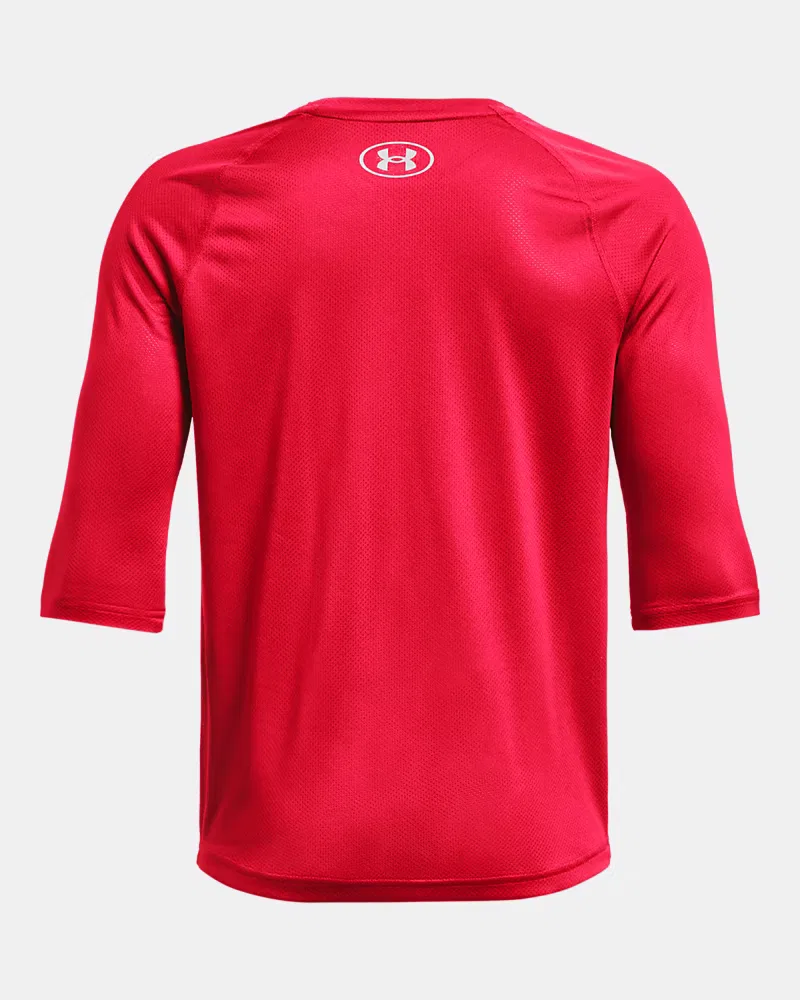 Рубашка для мальчиков с рукавом реглан ¾ и сетчатыми вставками UA Utility UnderArmour, Mod Gray Full Heather/Red — фото 2