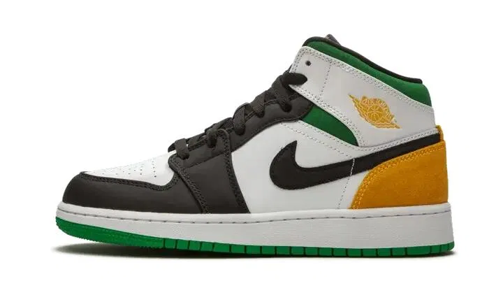 Детские кроссовки с принтом Air Jordan 1 Mid SE Jordan, Weiß Laser Orange Lucky Green