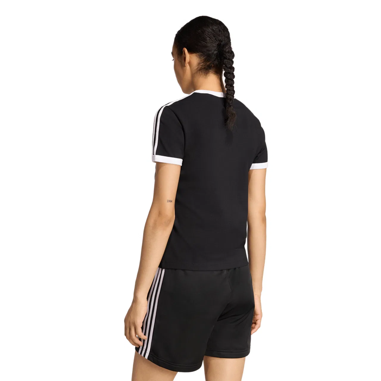 Женская футболка 3-Stripes Slim T-Shirt Adidas, белый/черный — фото 2