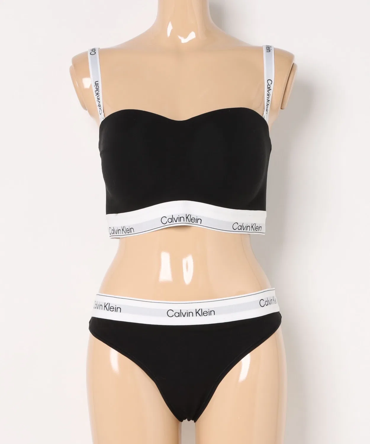 Женский комплект бюстгальтера и трусов-слипов с логотипом Calvin Klein, Black — фото 4