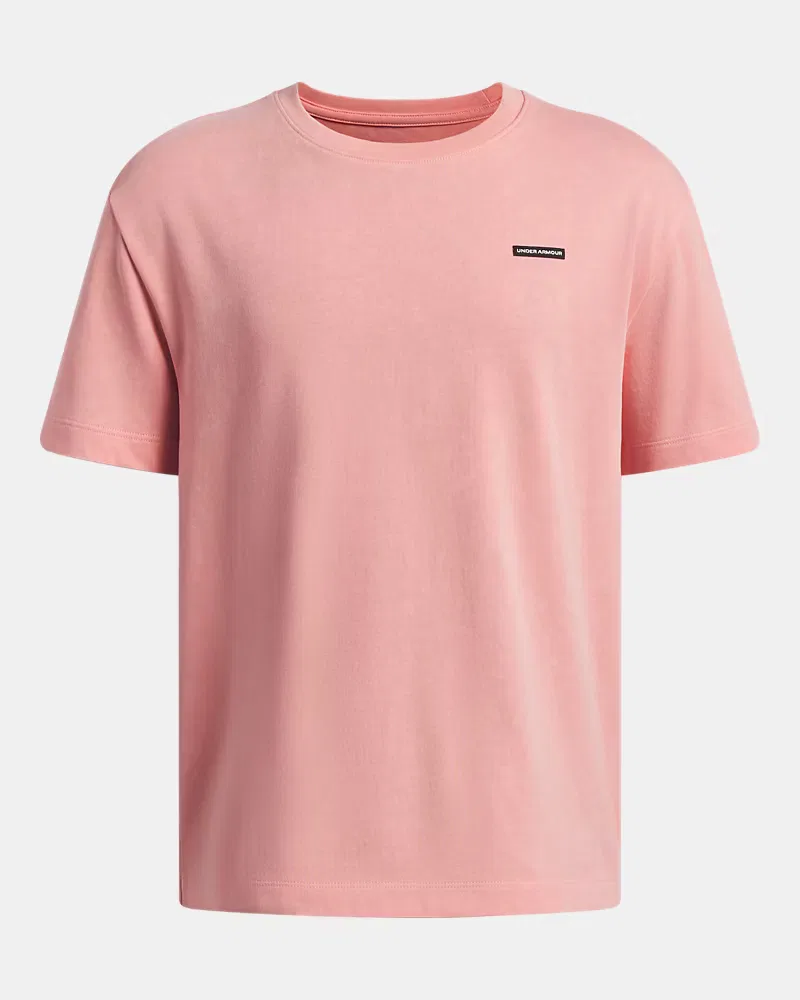 Футболка оверсайз для мальчиков с эффектом wash UA Heavyweight Wash UnderArmour, Posh Pink/White