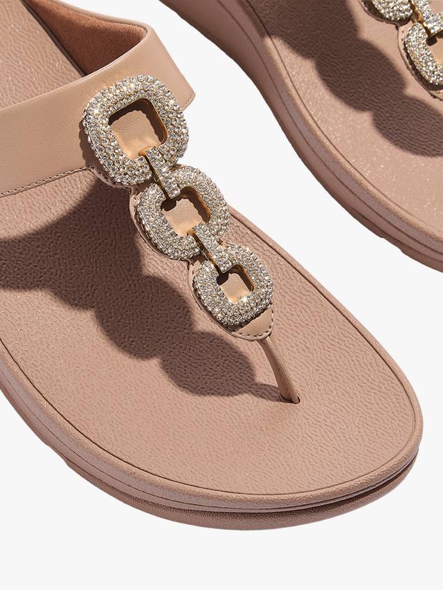 Fino Crystal Chain кожаные босоножки T-Bar FitFlop, Classic Beige — фото 3