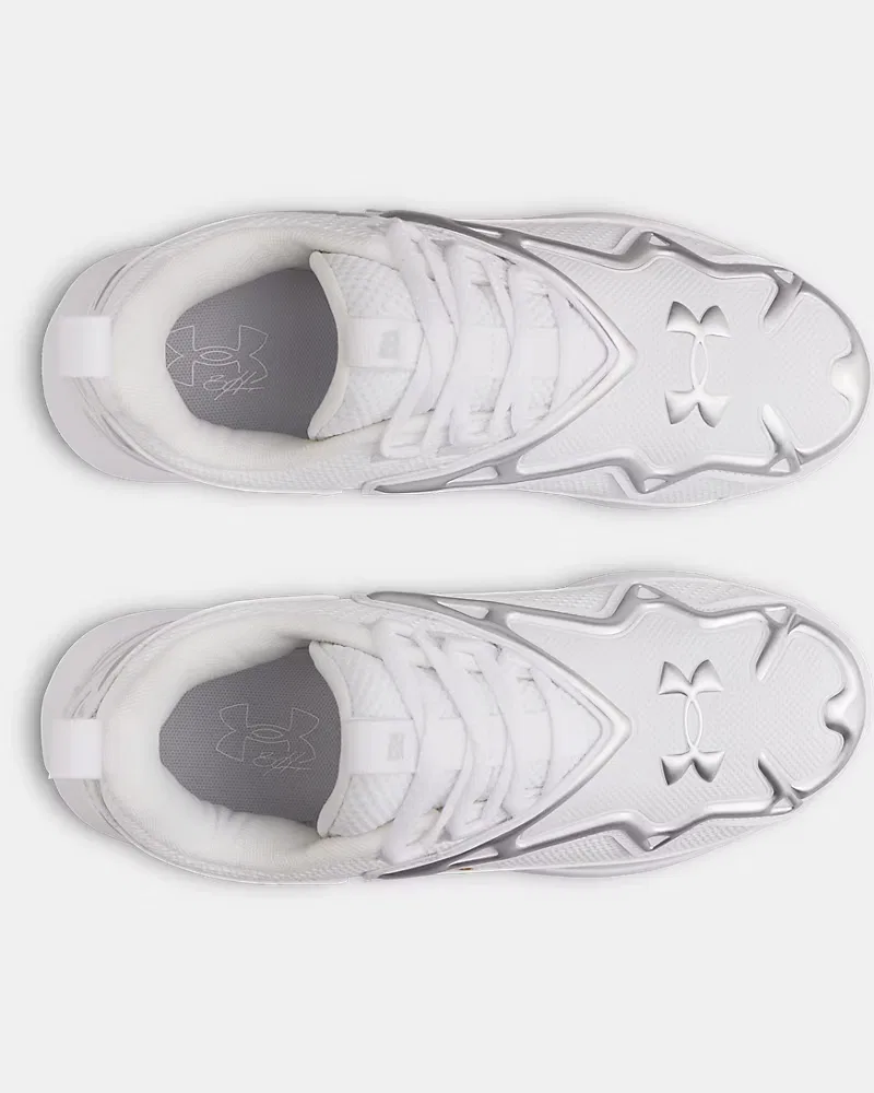 Бейсбольные бутсы для мальчиков с литой подошвой TPU UA Harper 11 TPU Jr. UnderArmour, White/Metallic Silver — фото 3