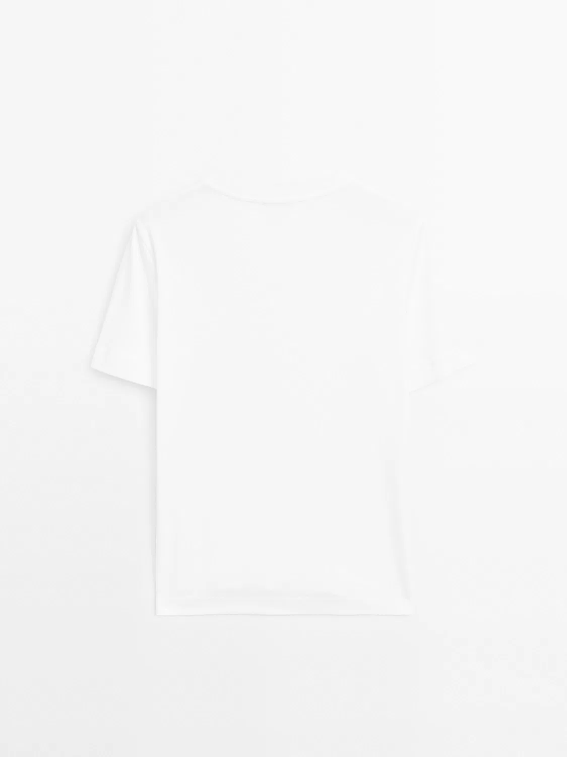 Футболка с круглым вырезом из 100% хлопка интерлок Massimo Dutti, Off-White — фото 4