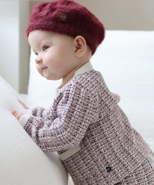 THE LOHA Детский твидовый комплект из жакета и юбки Burgundy — фото 3