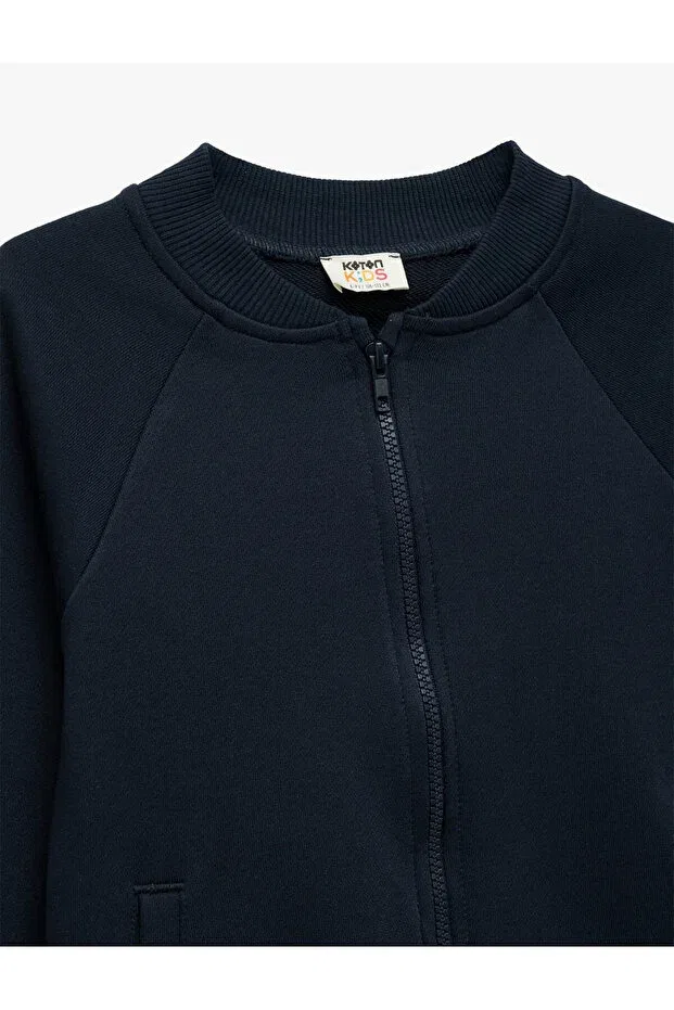 Детские свитшот для мальчиков с молнией Basic zippered navy blue boys' sweatshirt Koton, Navy Blue — фото 3