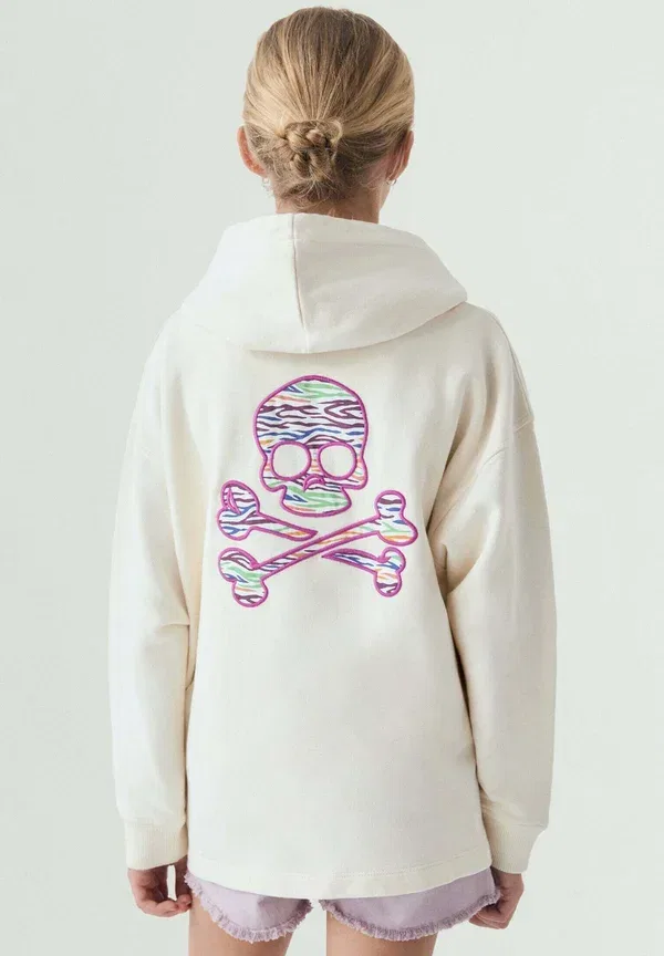 Толстовка на молнии с капюшоном из хлопка Zebra patch zip hoodie girls Scalpers, offwhite, белый — фото 2