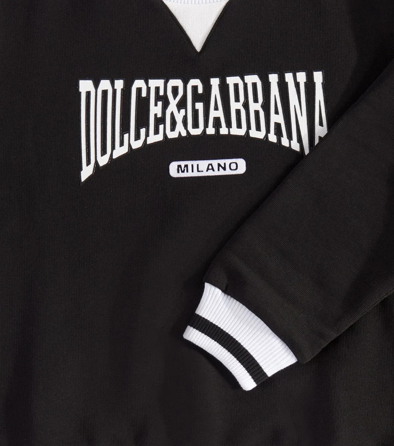 Свитшот хлопковый с логотипом Dolce&Gabbana Kids, черный — фото 3