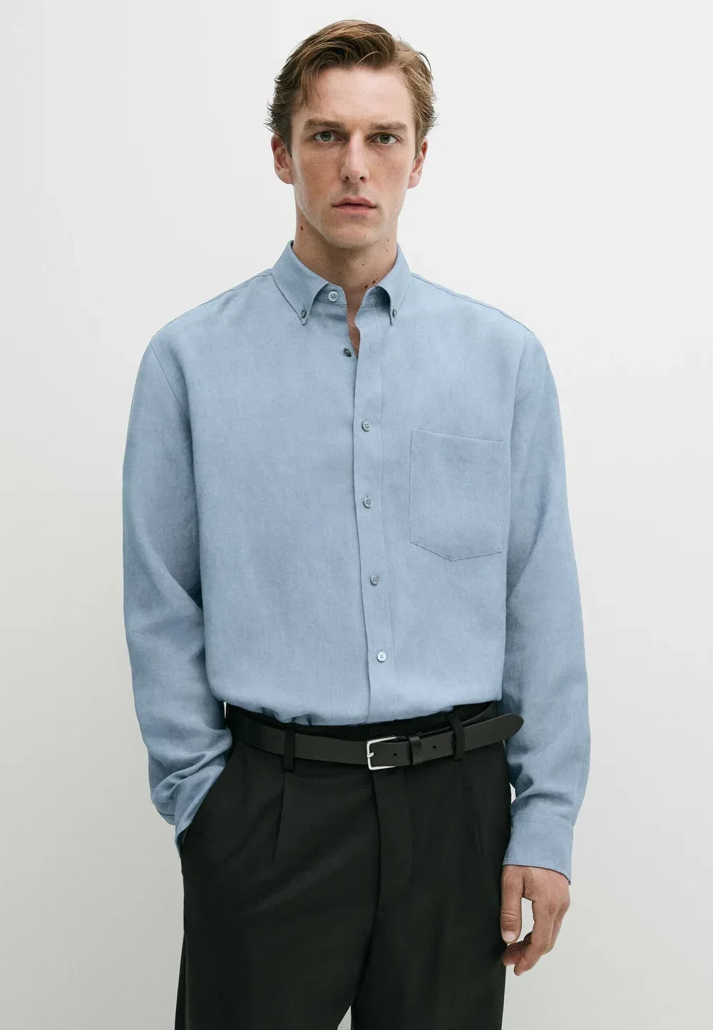 Рубашка свободного кроя стандартного кроя - рубашка Massimo Dutti, Dark Blue