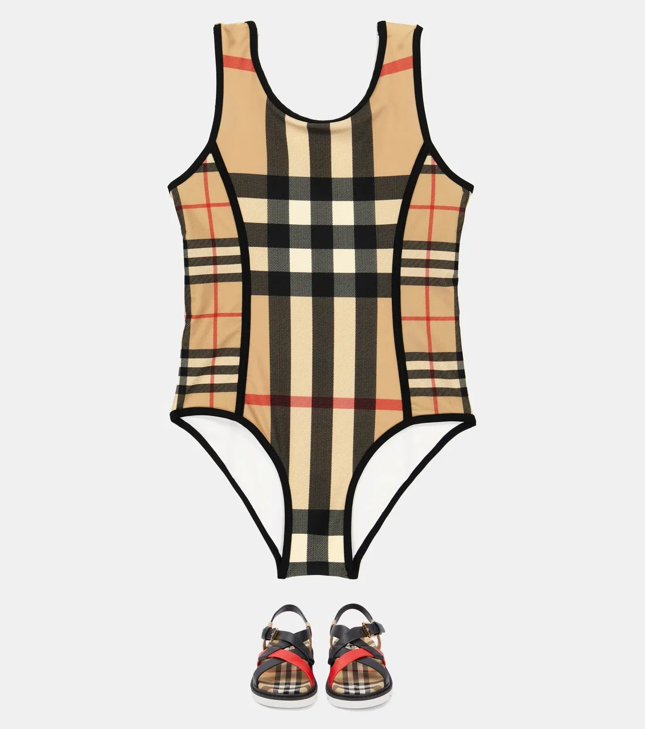 Раздельный купальник в клетку Burberry Kids, Archive Beige Ip Chk, бежевый — фото 2