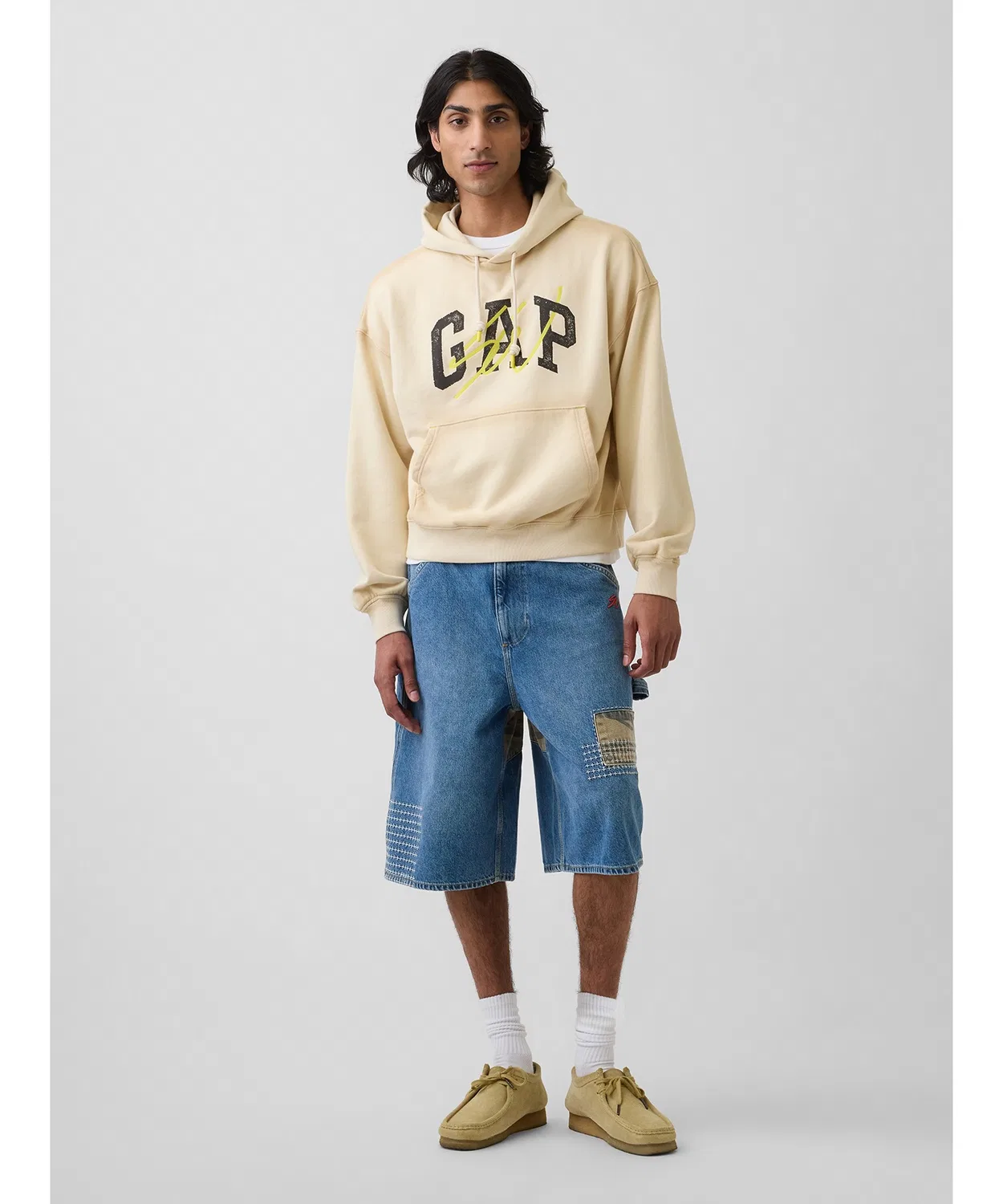 Мужское/Женское худи оверсайз с длинным рукавомGap × Sean Wotherspoon GAP, Ivory — фото 2