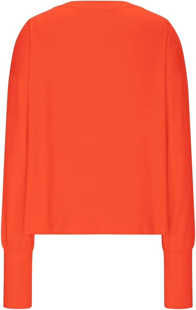Спортивный топ с длинным рукавом и солнцезащитой, Orange — фото 3