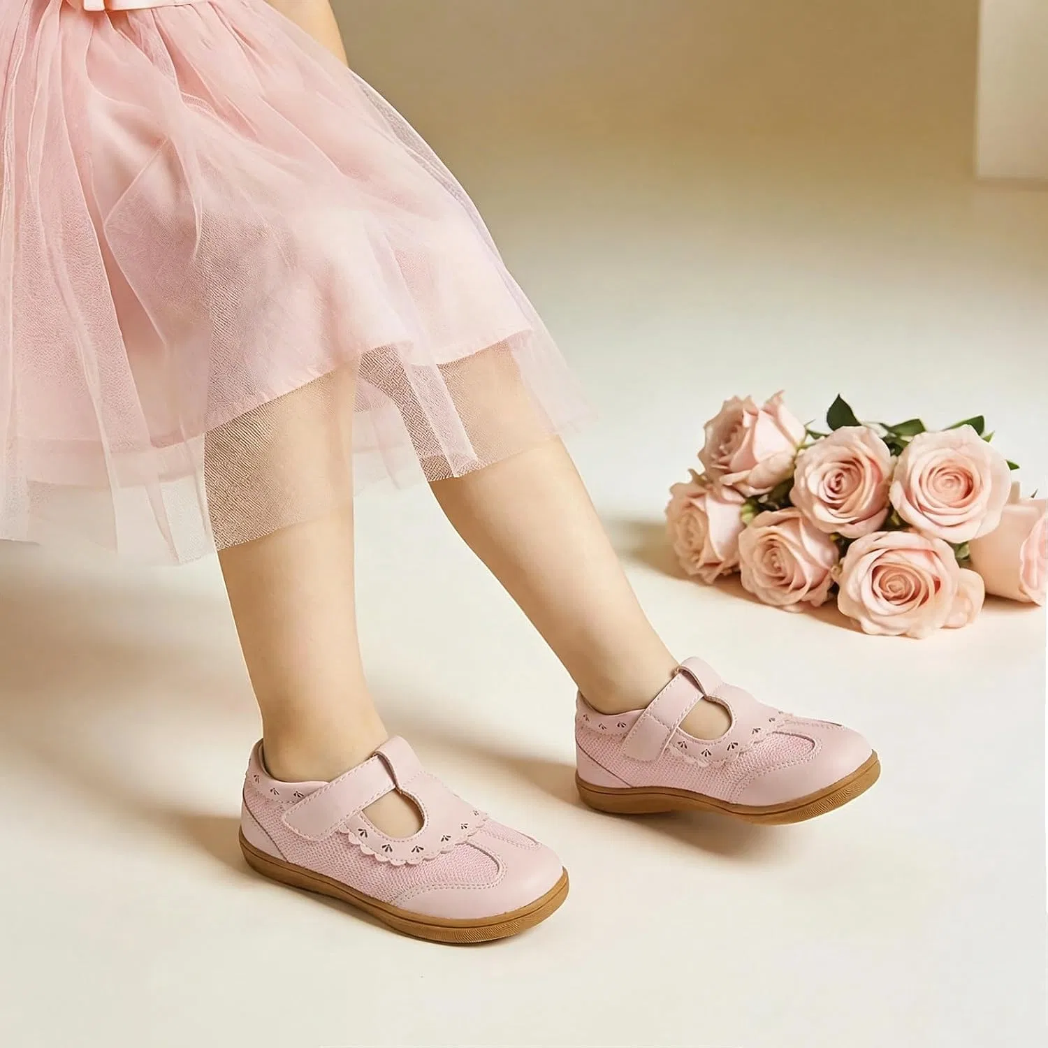 Детские туфли Мэри Джейн для девочек с широким носком LeIsfIt, Pink — фото 2