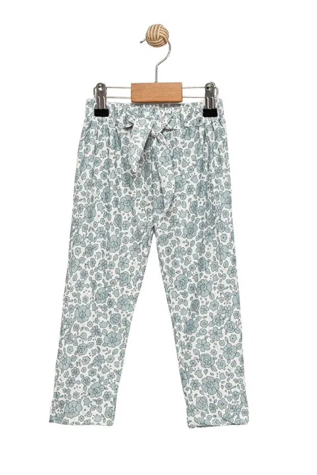 Детские брюки для девочек с цветочным принтом Divonette, Pattern4-Green Flower — фото 2