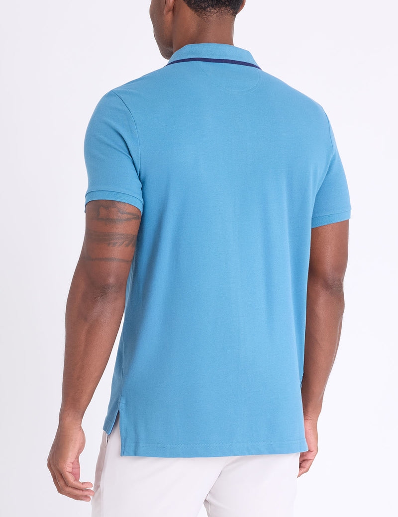 Футболка поло U.S. Polo Assn. Slim Fit Stretch Solid Pique, небесно-бирюзовый — фото 2