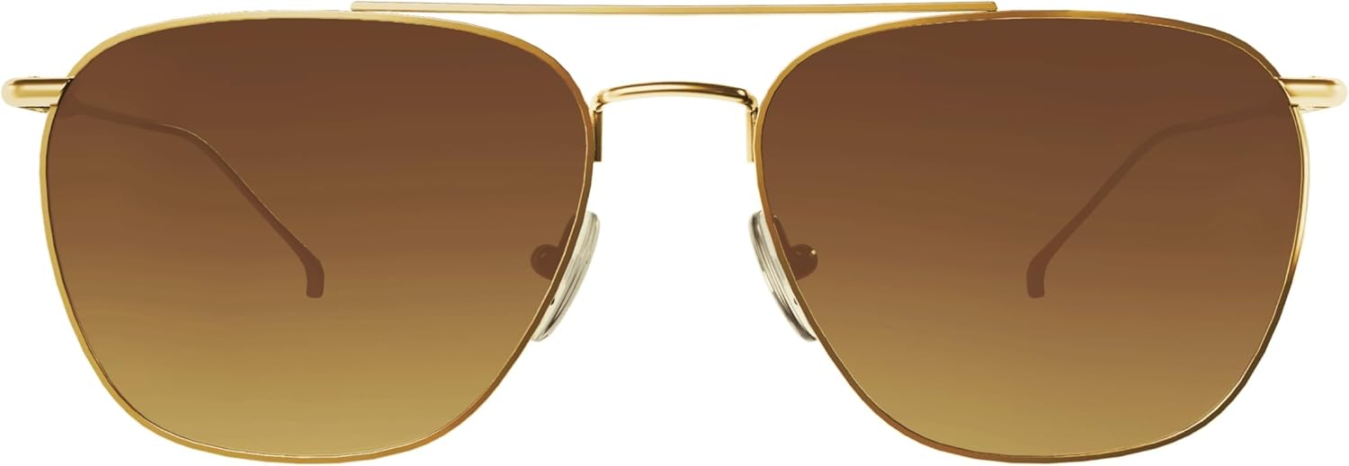 

Солнцезащитные очки grinderPUNCH Polarized Retro Aviator для мужчин, поляризованные, с защитой от УФ-излучения UV400, легкие (золотисто-розовый металлик), Gold Rose Metal Frame/Brown Lens