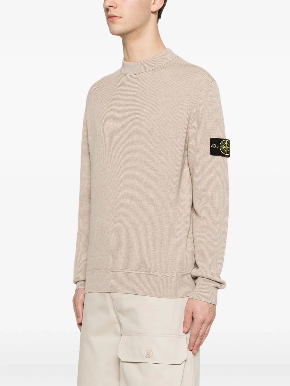 Свободный свитер с логотипом Stone Island, нейтральный — фото 2