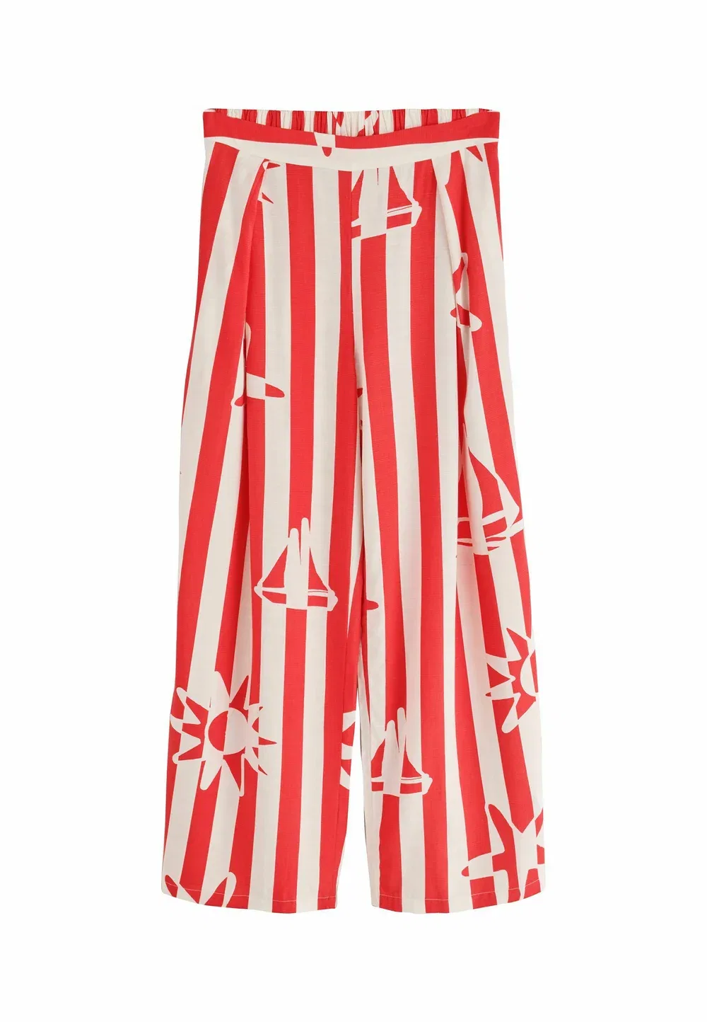 Брюки прямого кроя с широкими штанинами и складками спереди Next, Red White Stripe Sun Print
