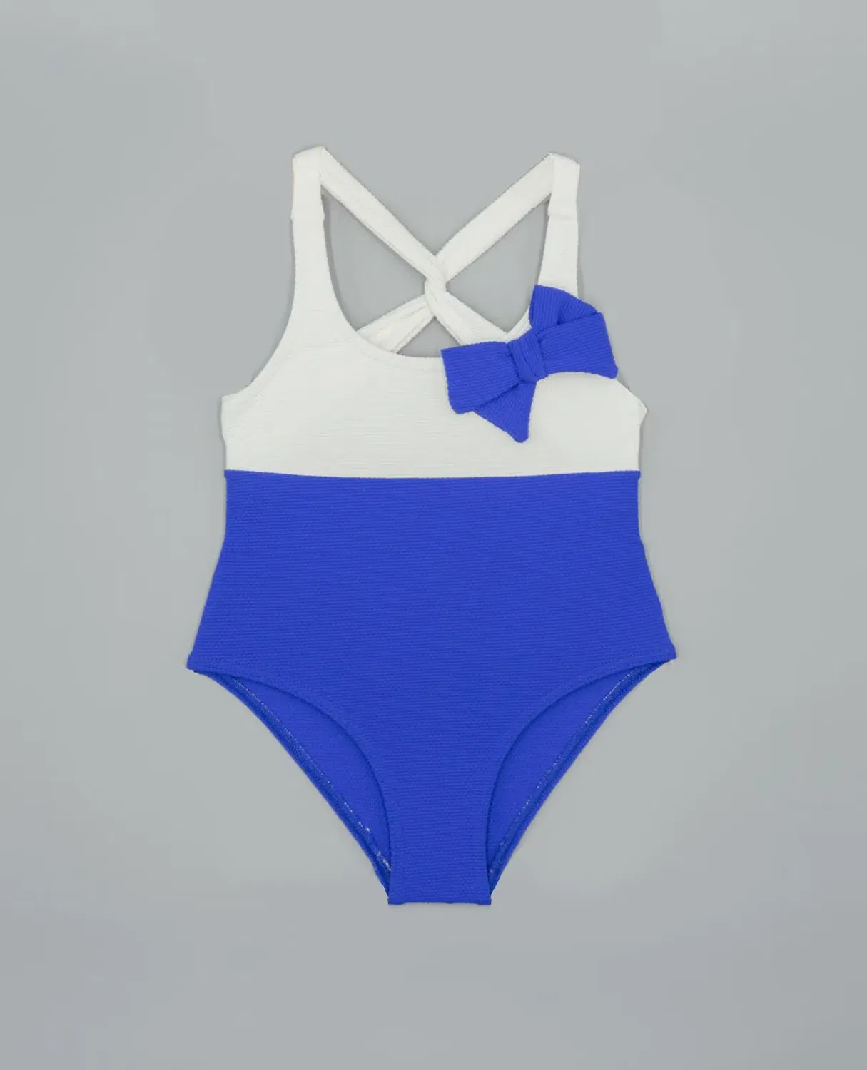 Детский купальник для девочек с бантом Fina Ejerique, Azul / Blanco