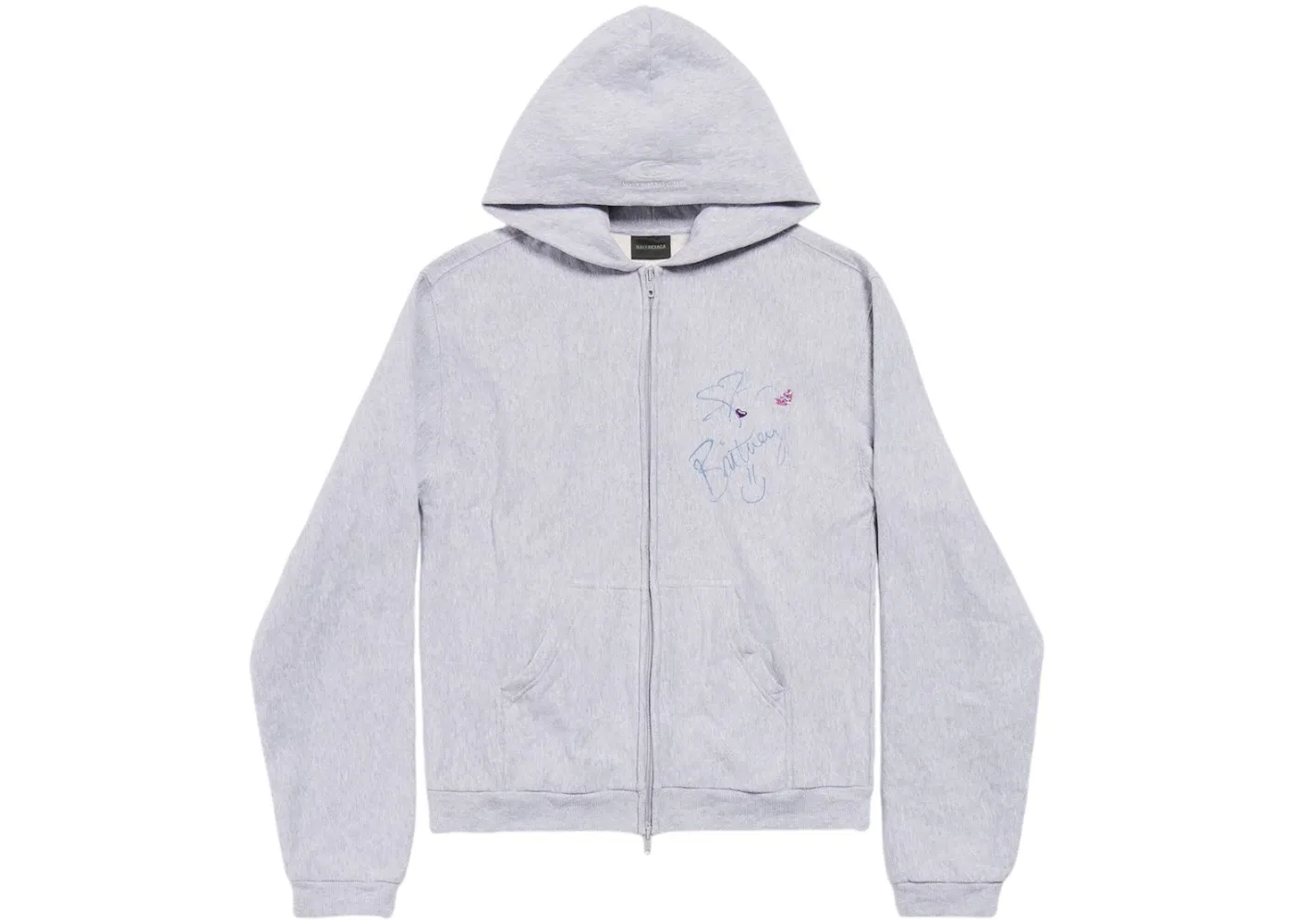 Женская худи с принтом Balenciaga Music Britney Spears Series Zip-Up Hoodie Regular Fit Balenciaga, Light Grey/Pink