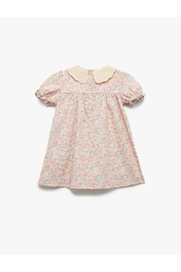 Детское платье для девочек хлопковое A-line с принтом Koton, Pink Patterned — фото 2