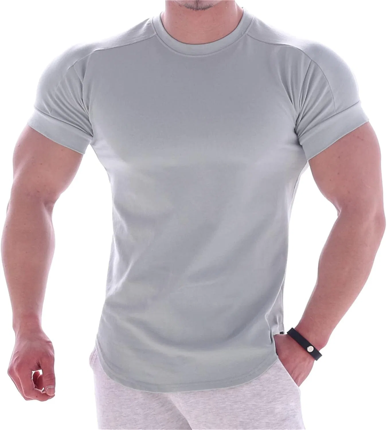 Мужская спортивная компрессионная футболка Military Stretch Cotton, Grey — фото 2
