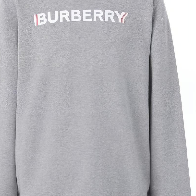 Свитшот Burberry с принтом логотипа, хлопковый, светло-серый — фото 2