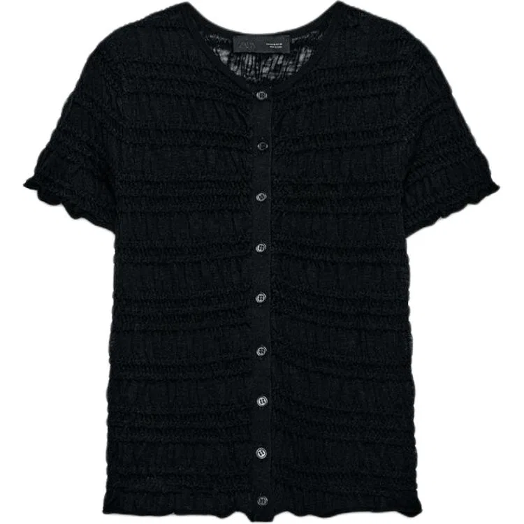 Женский джемпер с круглым вырезом, черный, ZARA