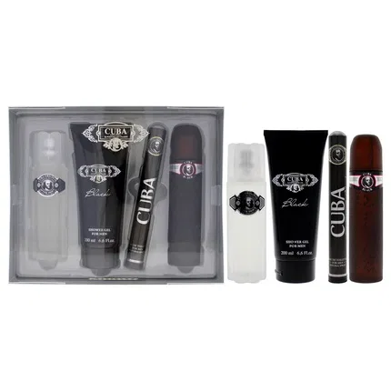 Набор парфюмерный для мужчин Cuba Black, 3.3oz EDT Spray, 1.7oz EDT Spray, 3.3oz After Shave, 6.7oz Shower Gel