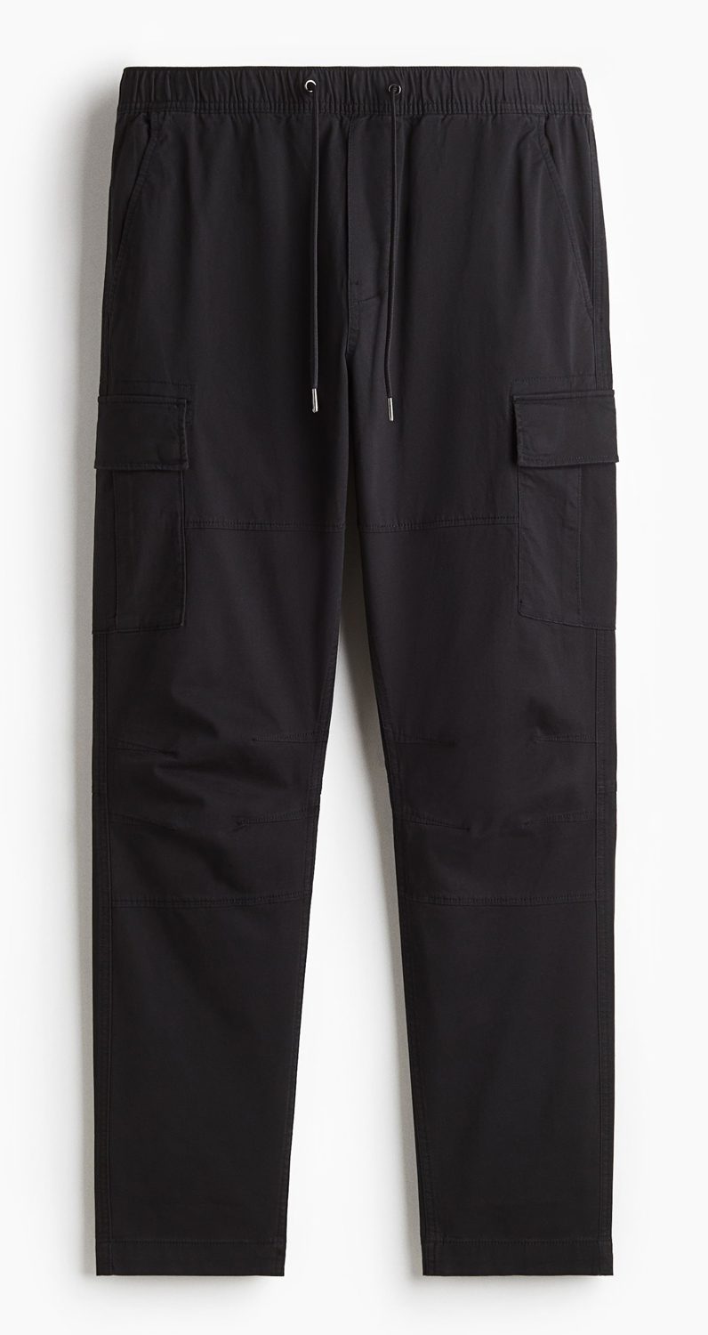 

Брюки H&M Slim-Fit Cargo, черный