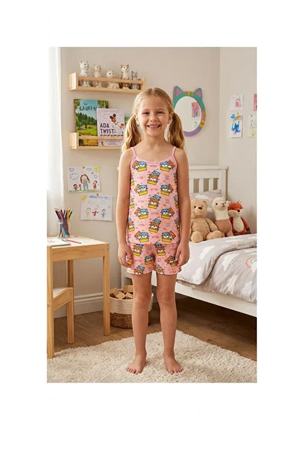 Детский комплект для девочек с принтом Elmas Kids, Pink