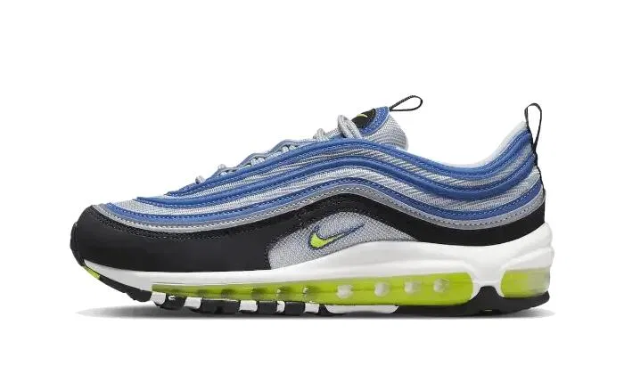 Детские кроссовки с воздушной подушкой Air Max 97 OG Nike, Atlantic Blue Metallic Silver Black Voltage Yellow