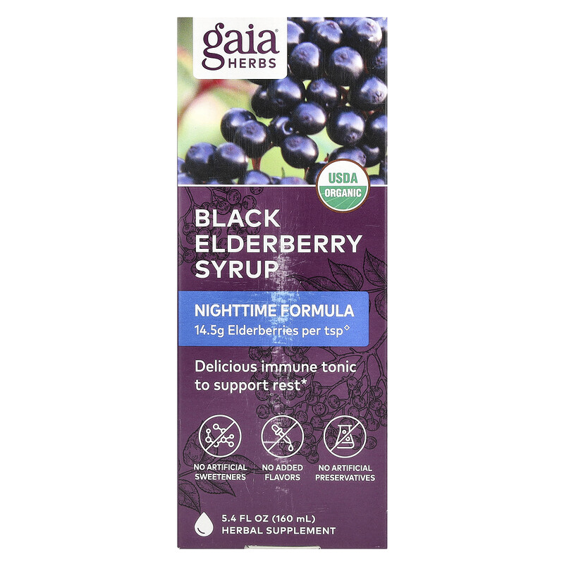 

Gaia Herbs, сироп из черной бузины для приема перед сном, 160 мл (5,4 жидк. унции)