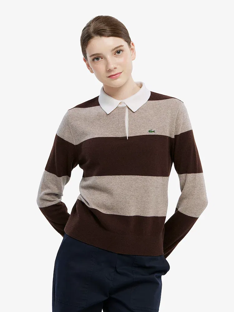 Свитер женский LACOSTE Rugby, шерстяной с кашемиром, темно-синий