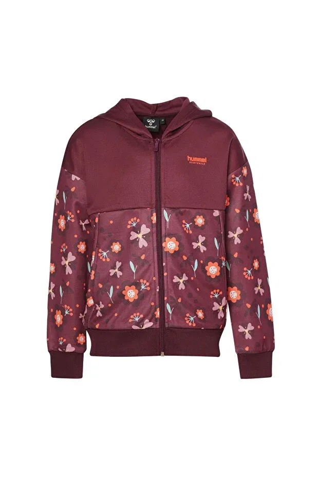 Детское худи на молнии для мальчиков с принтом Hummel, Burgundy — фото 2