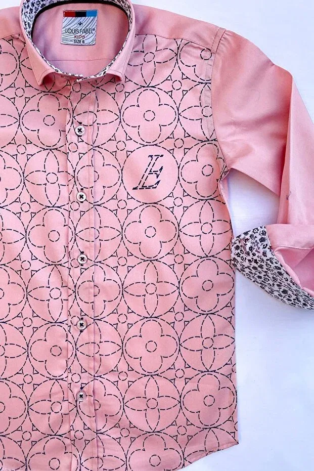 Детская рубашка для мальчиков с принтом Big Flower Print Louis Kids, Pink — фото 3