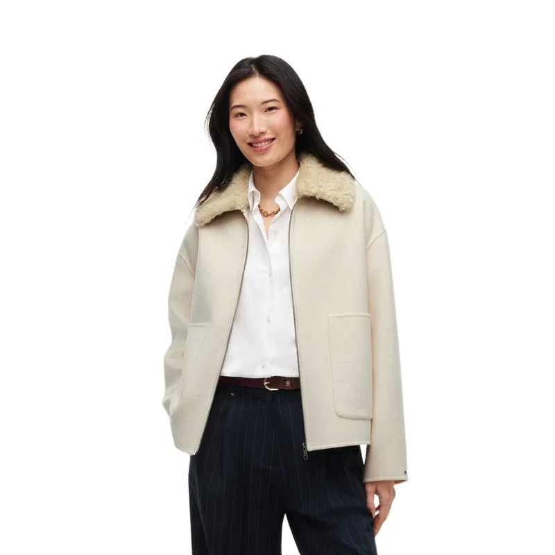 Женская куртка с лацканами Ecru AEF Tommy Hilfiger, Ecru AEF