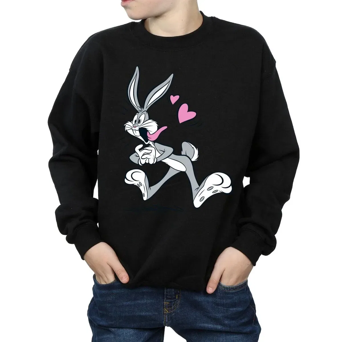 Свитшот с принтом Bugs Bunny in Love Looney Tunes, Black — фото 3