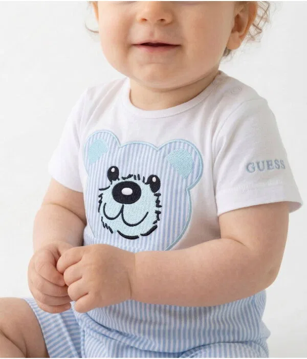Детское боди для мальчиков хлопковое Regular Fit Guess, Azzurro — фото 3