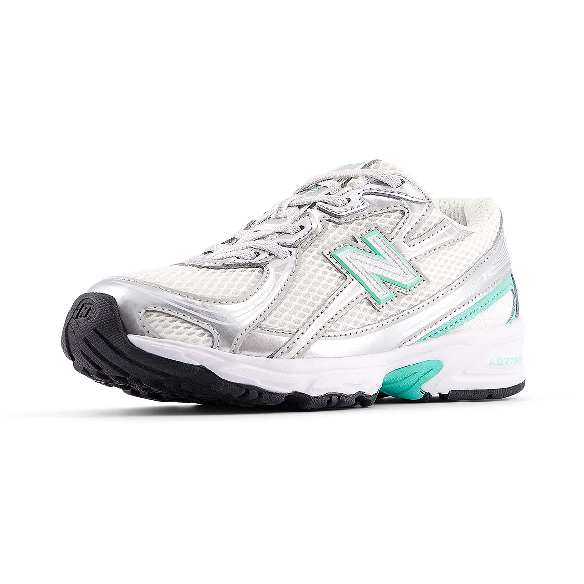 Детские кроссовки на шнурках-эластичных шнурках 740 Bungee Lace New Balance, Silver Metallic / Deep End — фото 2