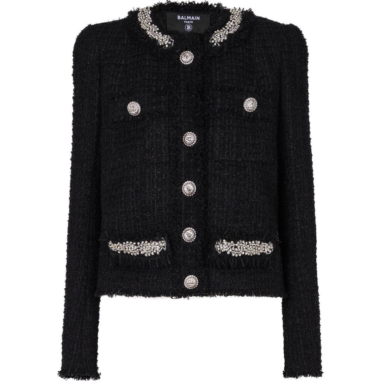 BALMAIN Вышитая твидовая куртка, Black — фото 3