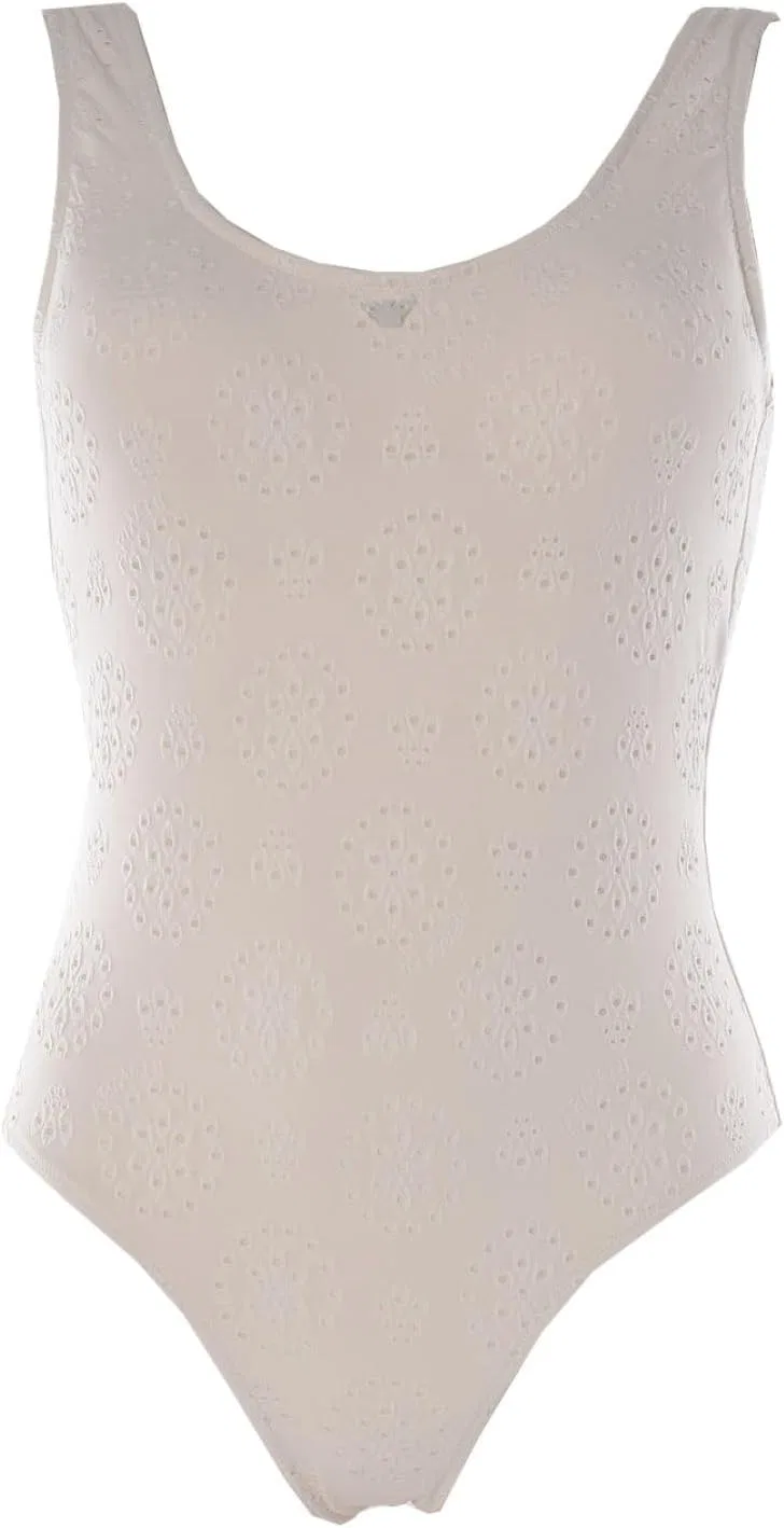 Женский цельнокроеный купальник с кружевом Sangallo Emporio Armani, Ecru