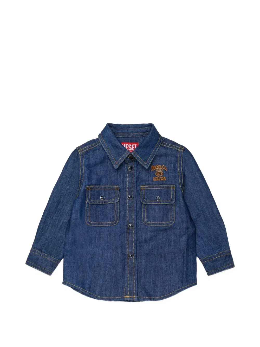 Джинсовая рубашка с вышитым логотипом Diesel Kids, синий