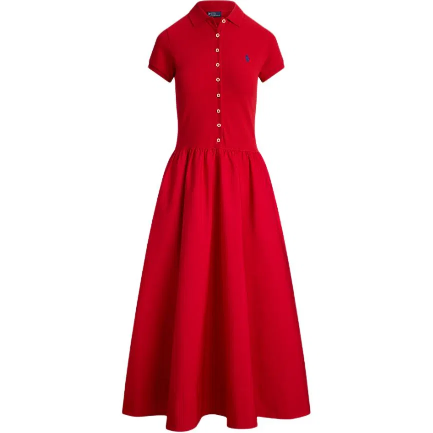 Женское платье-трапеция с коротким рукавом поло Berry Red Polo Ralph Lauren, Berry Red